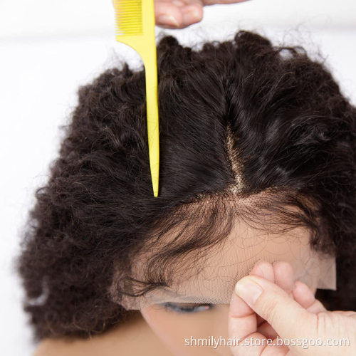 Cheap Malaysian Human Hair Lace Front Wig With Baby Hair Unprocessed Raw Virgin Cuticle Aligned 360 Lace Frontal Wig Kinky Curly
